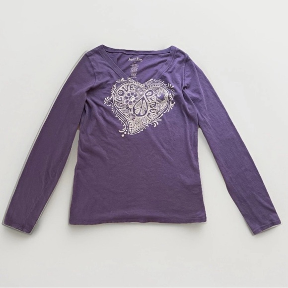 Lucky Brand Y2K 100% Cotton Women’s Small Long Sleeve Purple Paisley Top Boho - Picture 1 of 9